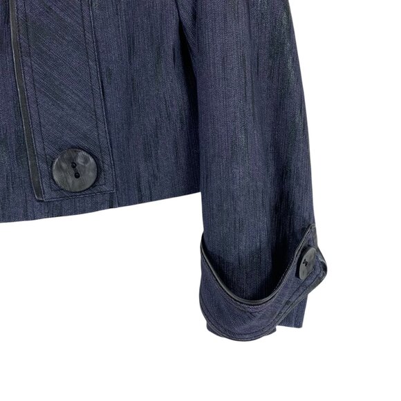 Retro style denim jacket 50"s style funnel collar col navy size 40(10) - Picture 7 of 11